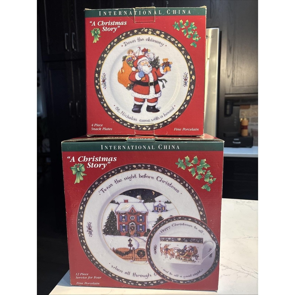 1996 International China A Christmas Story 12 Pc Service For Four Set + Snack